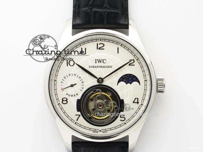 MIROTIME 0601 Breathable Portuguese Tourbillon Mystere SS TF Best Edition White Dial on Black Croc Leather Strap 7384